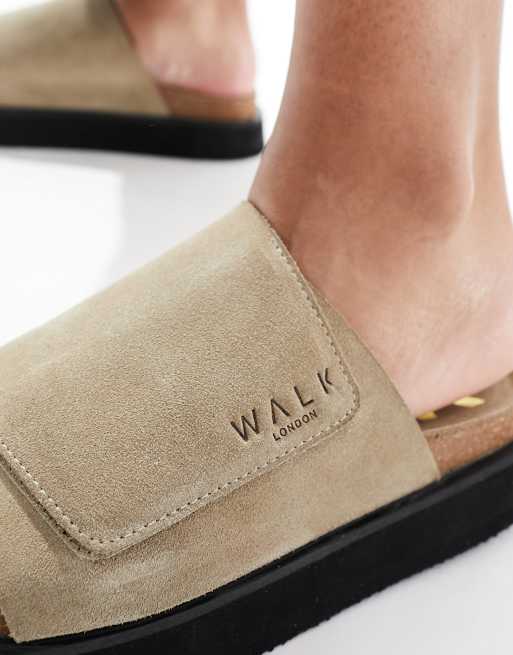 Mules color piedra con cierre adhesivo Barca de WALK LONDON, 2 de 4
