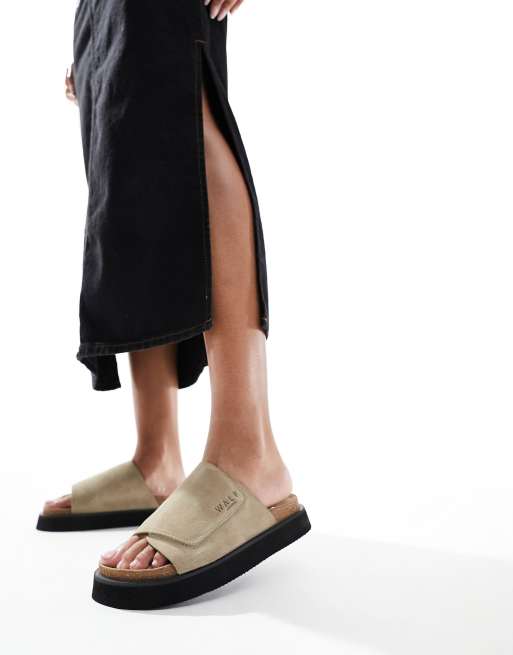 Mules color piedra con cierre adhesivo Barca de WALK LONDON, 4 de 4