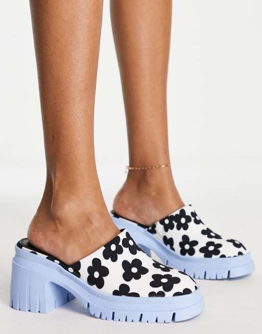 Mules con estampado floral, tacón medio y suela gruesa Shake de ASOS DESIGN, 2 de 4