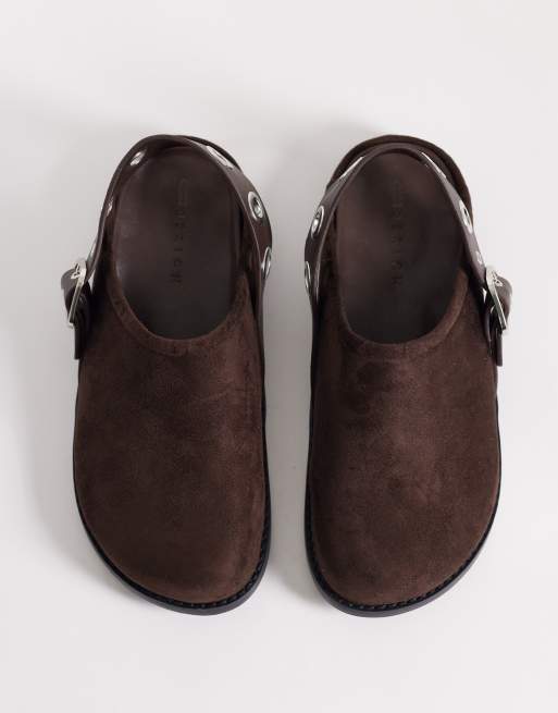 Mules marrón chocolate planos con detalle de ojales Mina de ASOS DESIGN, 2 de 4