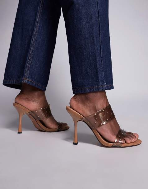 Mules marrón topo con dos tiras y abalorios Nori de ASOS DESIGN - view 1