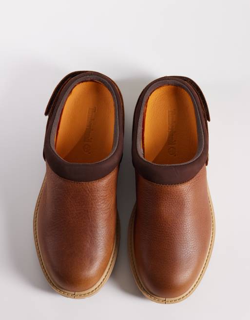 Mules marrones de cuero premium de Timberland, 3 de 4