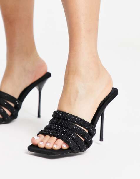 Chinelas para Mujer Mules Negras con Tac n y Planas ASOS