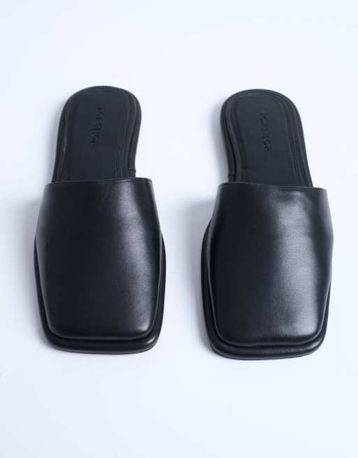 Mules negras con puntera cuadrada de cuero auténtico Almina de Topshop, 2 de 4