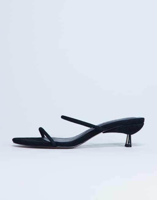 Mules negras con tacón bajo de ante auténtico Ada de Topshop, 3 de 4