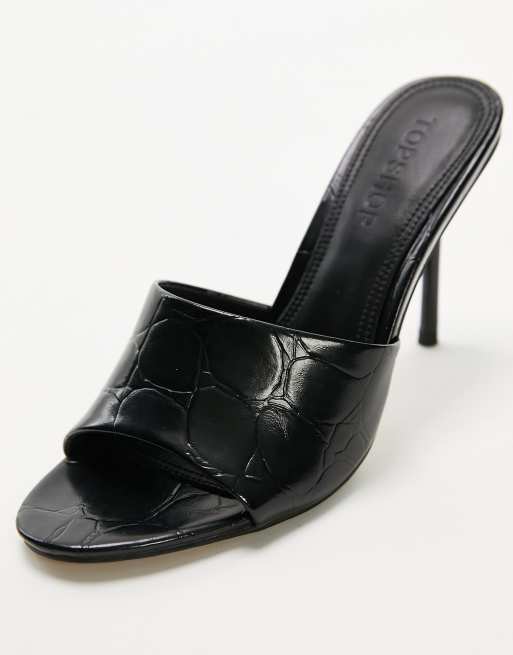 Mules negras de tacón con puntera redondeada Fia de Topshop, 2 de 4