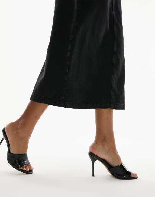 Mules negras de tacón con puntera redondeada Fia de Topshop, 3 de 4