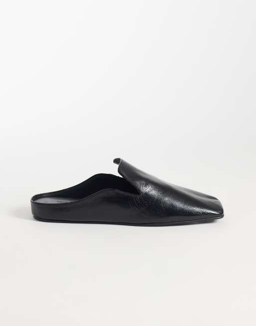 Mules negras estilo pantuflas de cuero premium Maude de ASOS DESIGN, 2 de 4