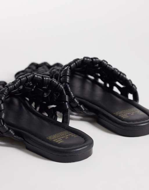 Mules negras planas con diseño entretejido Ann-aya de Bronx, 3 de 4