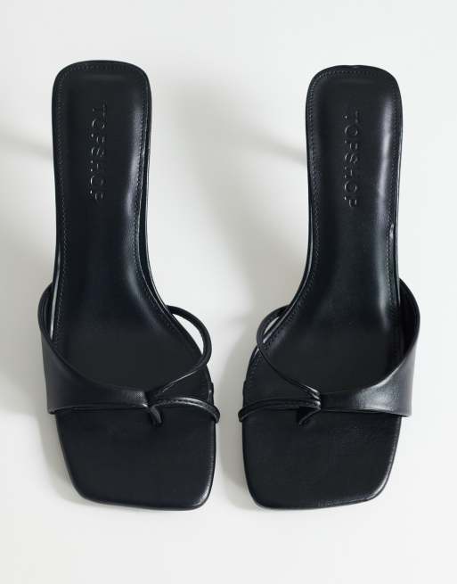Mules negros asimétricos de tacón medio Sophie de Topshop, 3 de 4