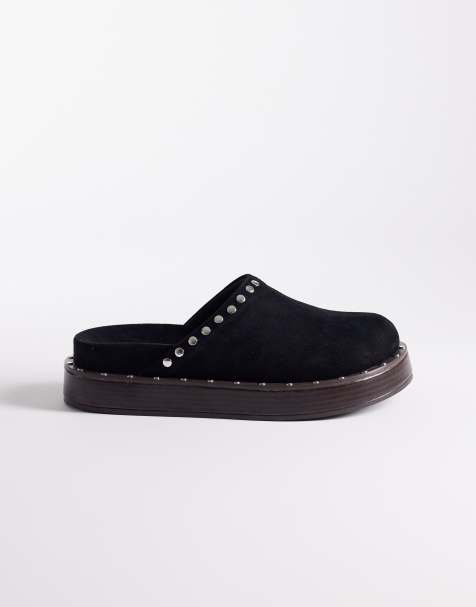 Mules negros con plantilla y tachuelas de ante premium Marvel de ASOS DESIGN - view 1