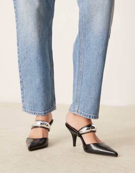 Mules negros de tacón alto Payback de ASOS DESIGN - view 1