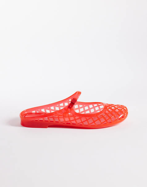 Mules rojas planas de goma Vivienne de Public Desire - view 1