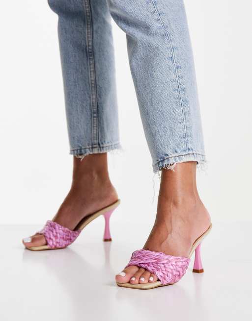 Mules rosas de tacón medio con diseño trenzado Hawaii de ASOS DESIGN , 4 de 4