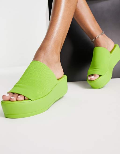 Mules verdes plataforma plana Slinky de Steve Madden ASOS