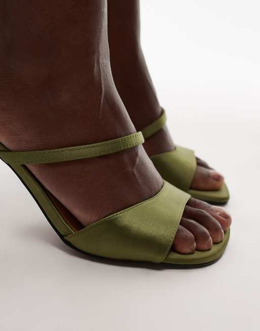 Mules verdes de tacón alto con correa Fiona de Topshop, 2 de 4