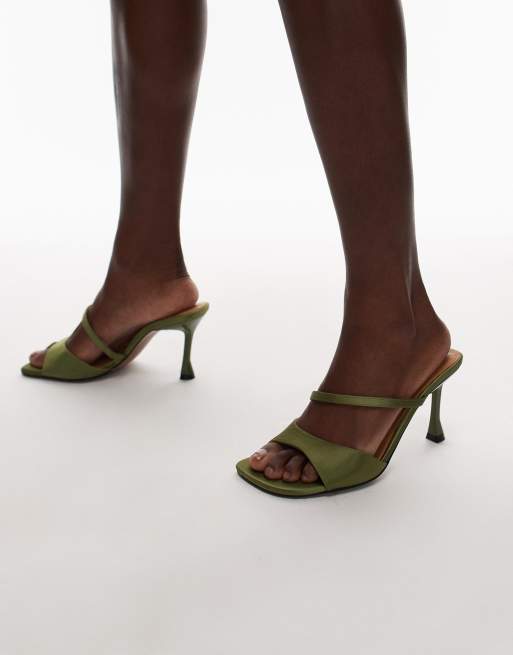Mules verdes de tacón alto con correa Fiona de Topshop, 4 de 4