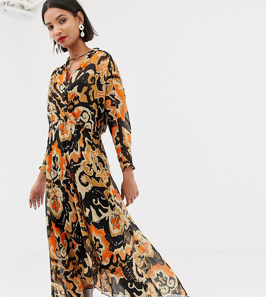 Multifarvet printet slå-om-kjole fra Mango