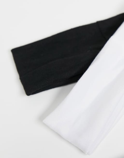 Multipack de 2 diademas de color blanco y negro de punto de DesignB London, 2 de 4