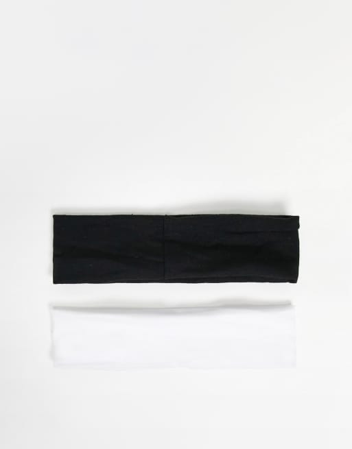 Multipack de 2 diademas de color blanco y negro de punto de DesignB London, 3 de 4