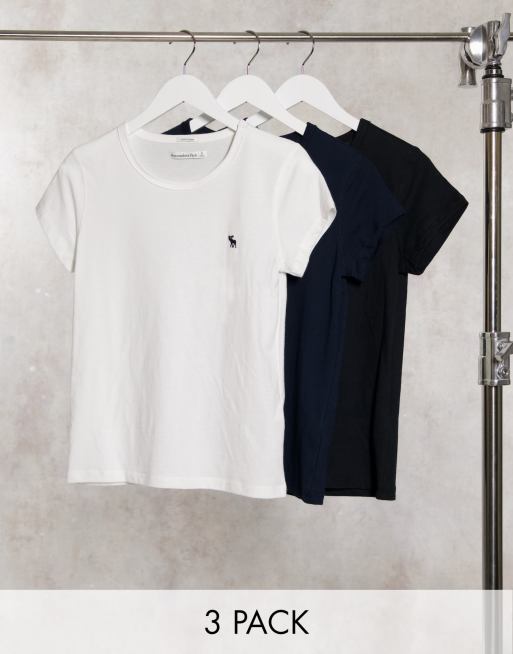 Multipack de 3 camisetas multicolores de cuello redondo de Abercrombie & Fitch