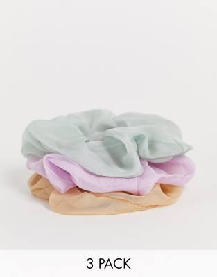 Multipack de 3 coleteros de color lila, verde y beis de organza de Liars & Lovers