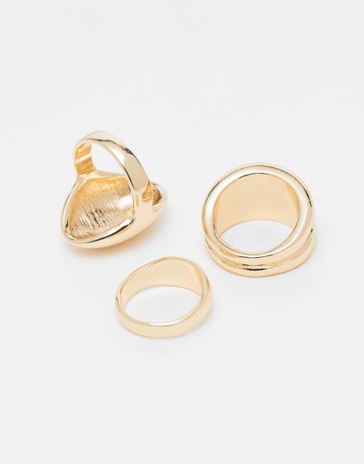 Multipack de 3 anillos dorados abullonados de ASOS DESIGN, 3 de 3