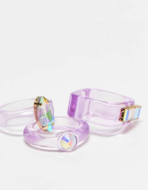 Multipack de anillos con diseño de resina y detalles de cristales Papusii de ALDO , 3 de 4