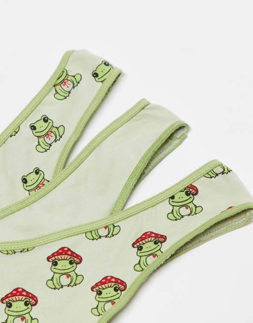 Multipack de braguitas con estampado gráfico de rana de punto de algodón de Daisy Street, 3 de 4