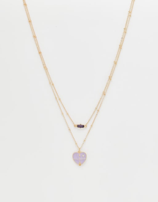 Multipack de collares dorados con colgante de corazón y cristal de DesignB London 