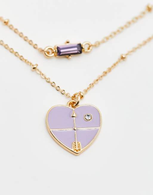 Multipack de collares dorados con colgante de corazón y cristal de DesignB London , 2 de 4