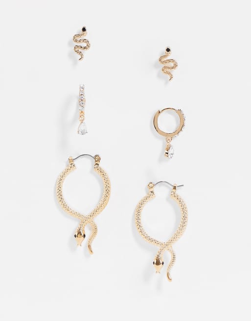 Multipack de pendientes dorados con diseño de serpiente Sylithh de ALDO