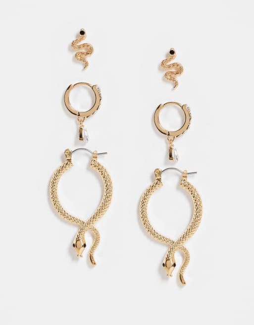 Multipack de pendientes dorados con diseño de serpiente Sylithh de ALDO