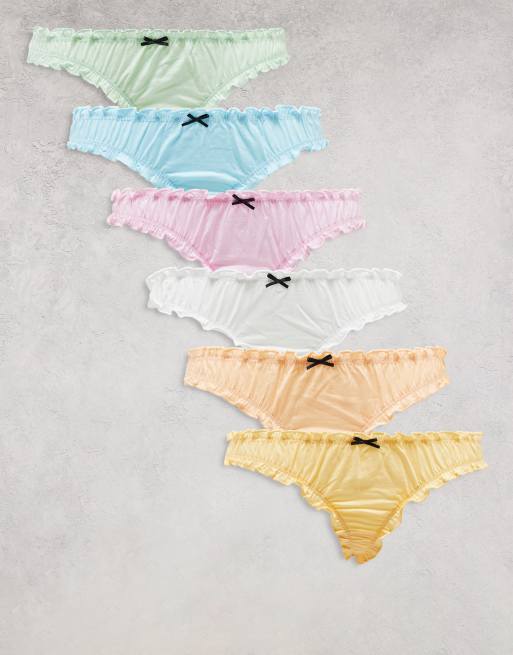 Multipack de siete braguitas de varios colores de Wednesday's Girl