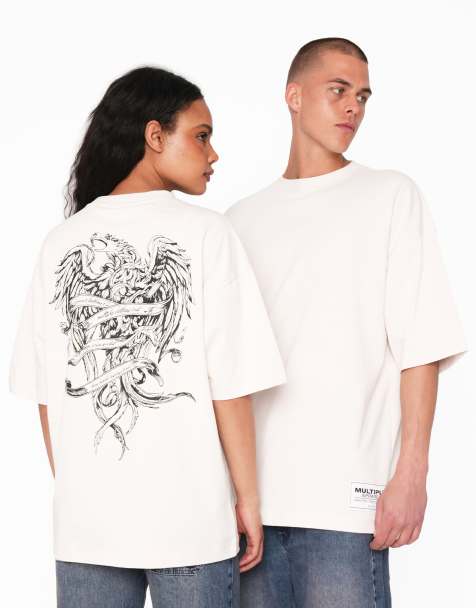 Multiply Apparel – Ashes – Oversize-T-Shirt in Wollweiß - view 1