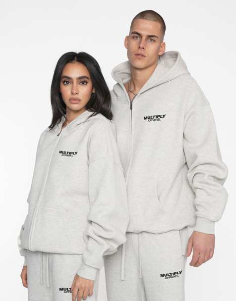 Multiply Apparel – Buff – Oversize-Kapuzenjacke in meliertem Grau - view 1