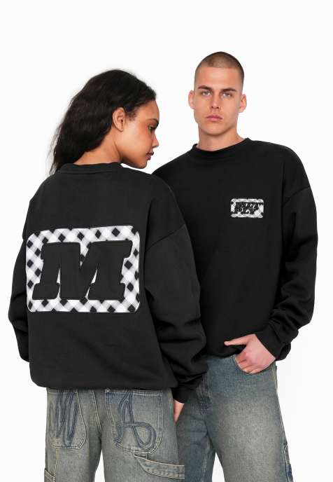 Multiply Apparel - Checkered - Sweat oversize - Noir - view 1