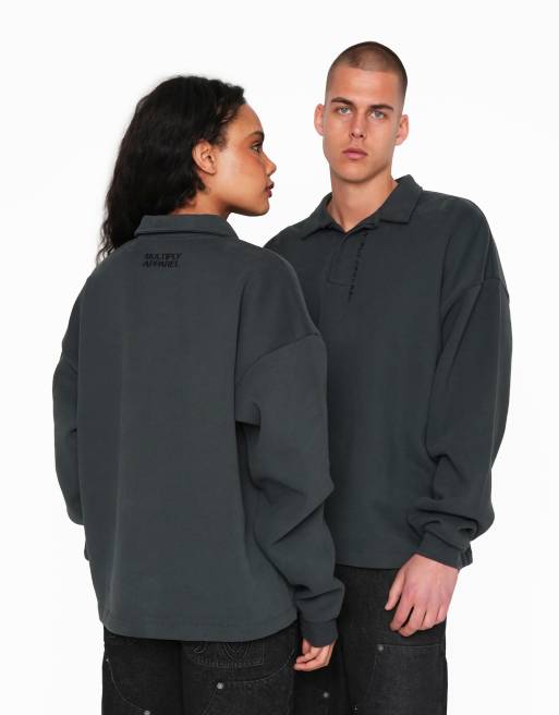 Multiply Apparel - Chukker - Felpa oversize stile polo nera