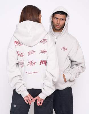 Multiply Apparel – Competition – Oversize-Kapuzenjacke in Taubenweiß - view 1
