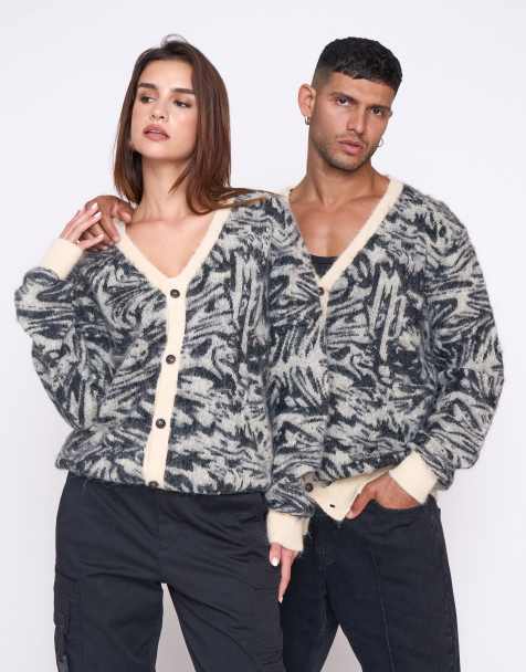 Multiply Apparel - Concrete - Gebreid vest in witte zwaan - view 1