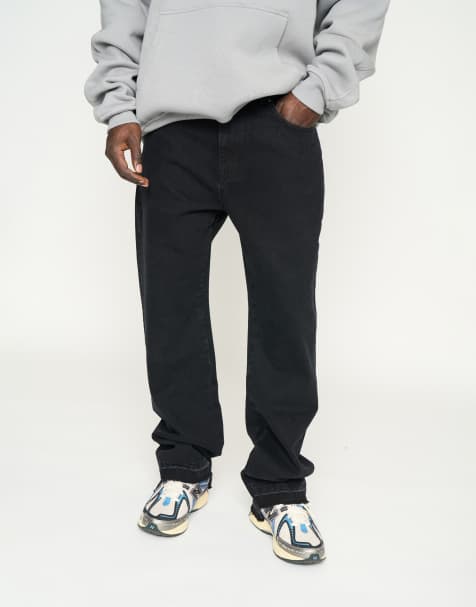 Multiply Apparel - Denim jeans met afsnijding in zwart - view 1