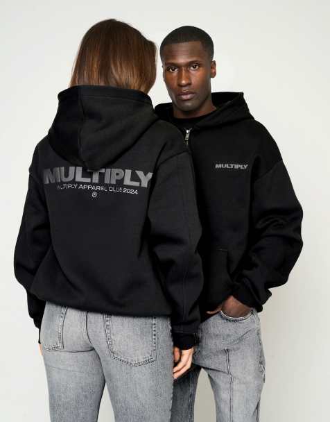 Multiply Apparel - Felpa oversize con cappuccio e zip nera - view 1