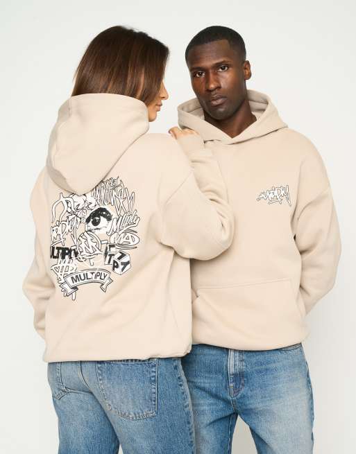 Multiply Apparel - Harmony - Felpa con cappuccio oversize color tortora