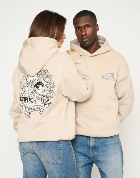 Multiply Apparel - Harmony - Oversized hoodie met print in taupe - view 1
