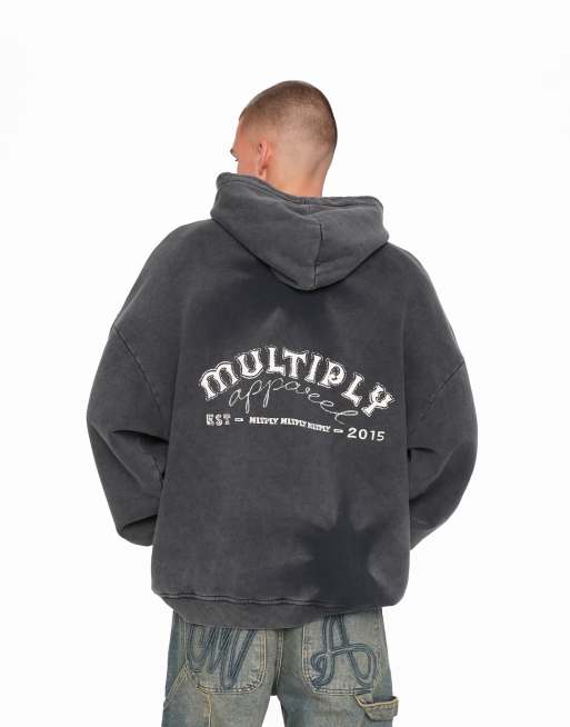 Multiply Apparel - Multiply - Felpa oversize con cappuccio nero slavato