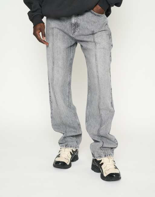 Multiply Apparel - Multiply - Geplooide denim jeans in grijs
