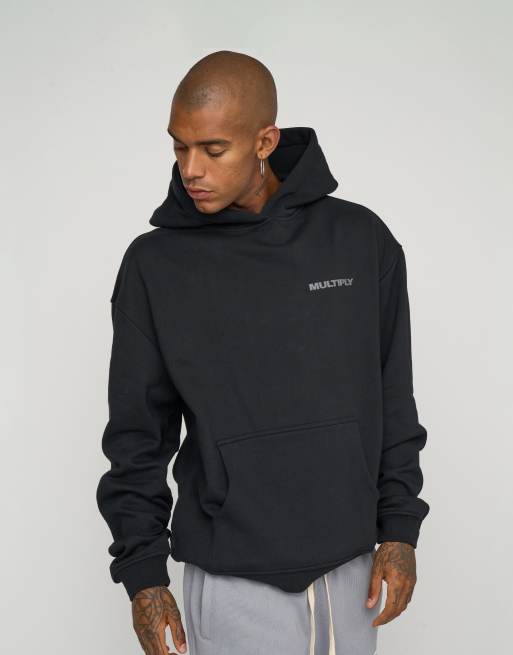 Multiply Apparel - Multiply - Oversized hoodie met rits in schwarz