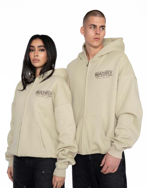 Multiply Apparel - Ornament - Oversized hoodie met rits in spraygroen