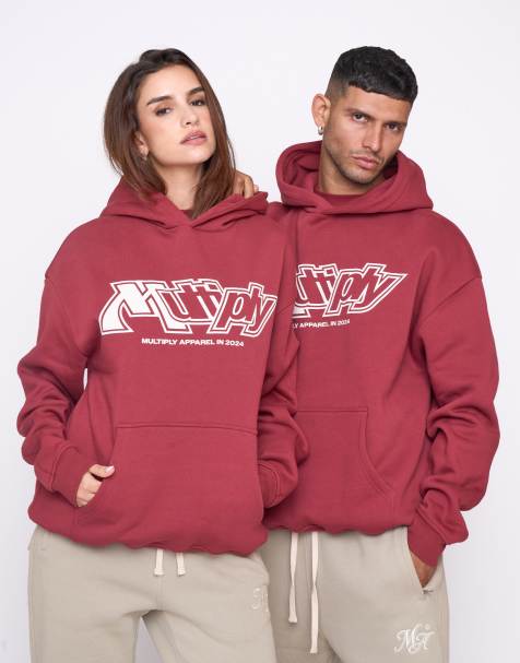 Multiply Apparel – Rank – Oversize-Kapuzenpullover in rubinrotem Wein - view 1