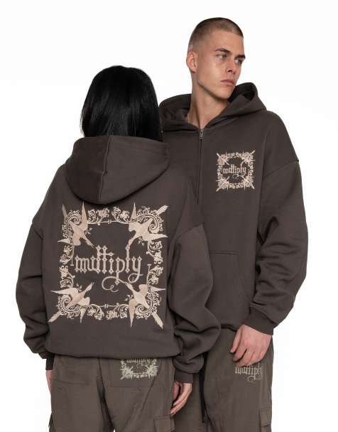 Multiply Apparel - Regalia - Sweat à capuche oversize à fermeture éclair - Café turc - view 1